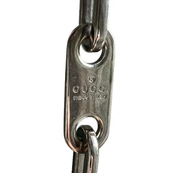 Gucci Jackie Chain Hobo Bag Black Canvas with White Leather Trim - Picture 5 of 6